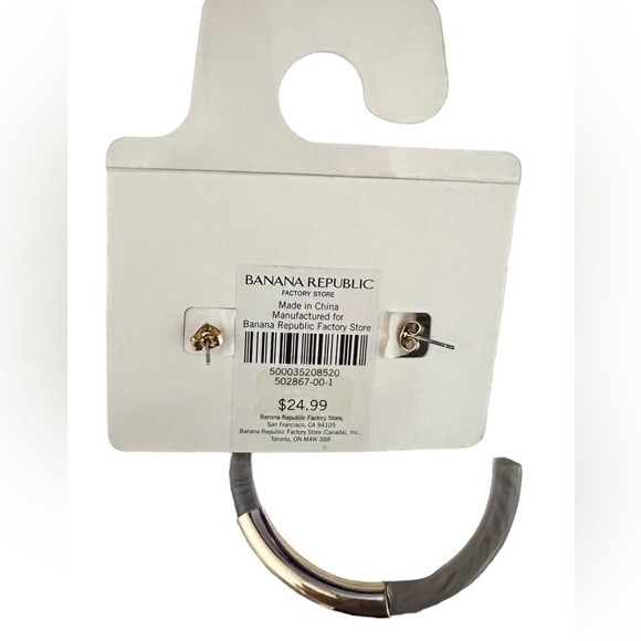 🩷 3/$20 NWT Banana Republic Clear Hoops With Gold Detai Bar - Picture 3 of 3